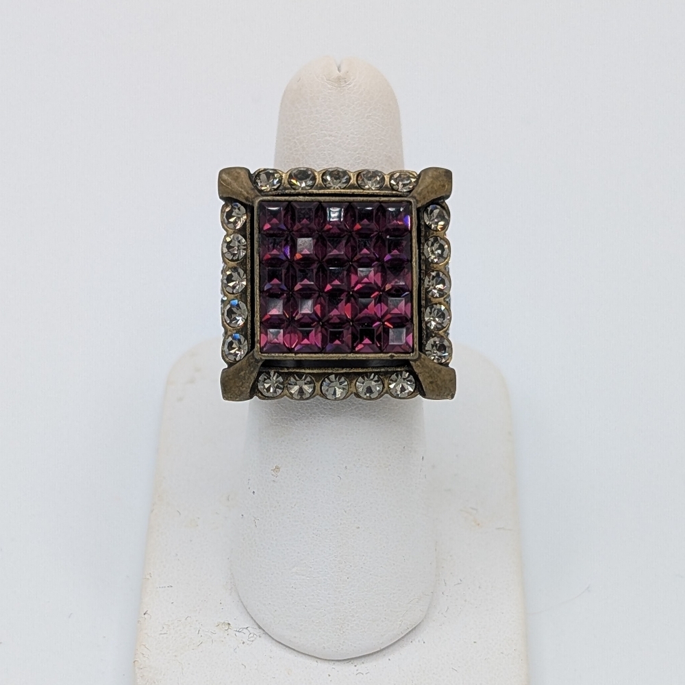 Heidi Daus Purple Crystal Square Ring - Picture 1 of 10